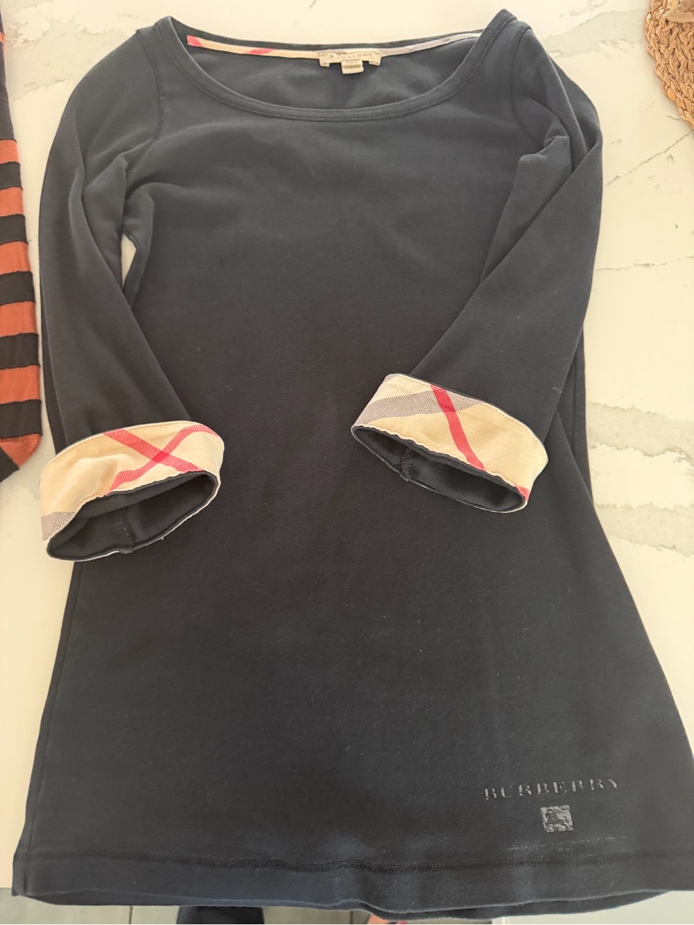 Burberry Black Tee with Signature Check Trim